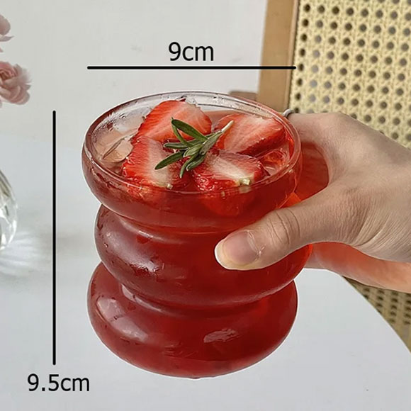 Wave Shape Borosilicate Layered Glass Cup Drinking Glass For Dessert Dinner Fruit Juice Hot Chocolate Milk 450Ml 5 Wave Shape Borosilicate Layered Glass Cup Drinking Glass For Dessert Dinner Fruit Juice Hot Chocolate Milk 450Ml - Image 3