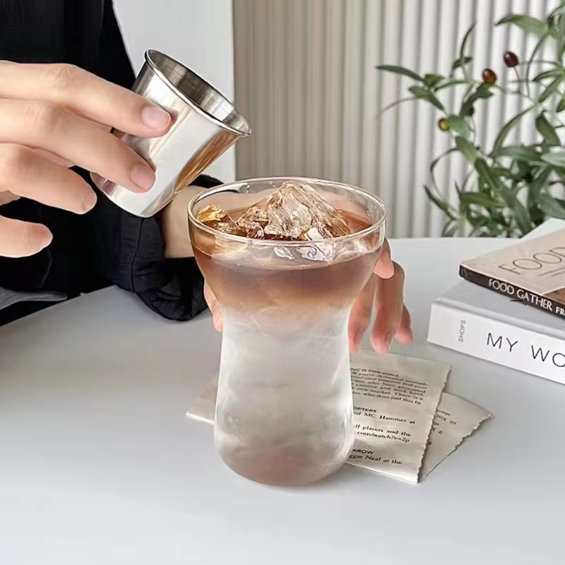 Wide Mouth Borosilica Transparent Glass Breakfast Milk Juice Iced Coffee Cups