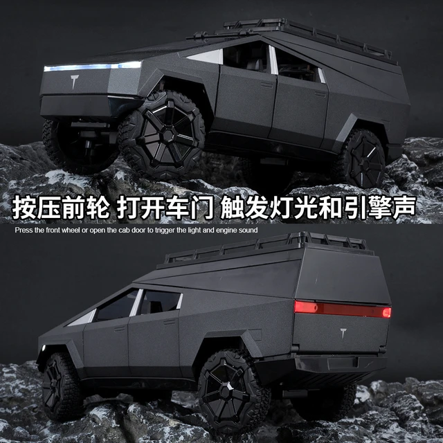 1:24 Scale Tesla Cybertruck Camping Rv Alloy Diecast Toy Model With Sound Light And Spring