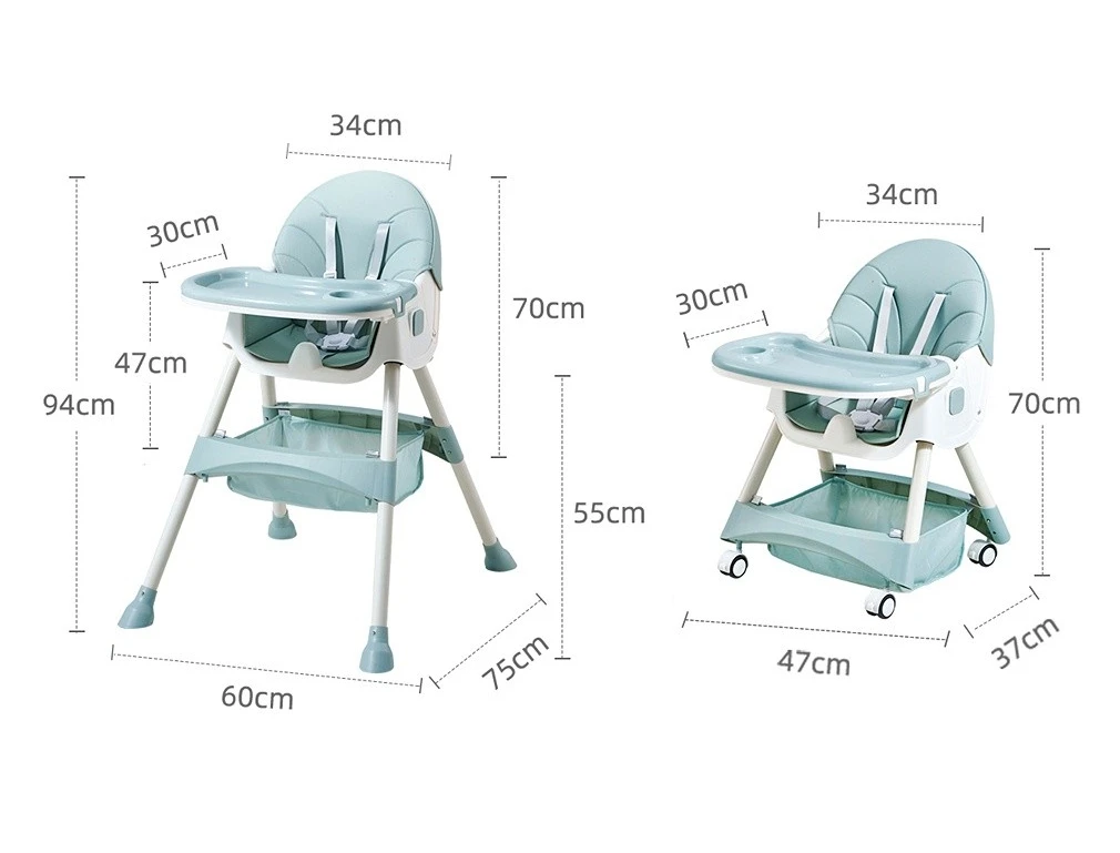 3 In 1 Folding Baby Highchair Kids Chair Dinning High Feeding Seat Adjustable Baby Infant High Chair Rocking