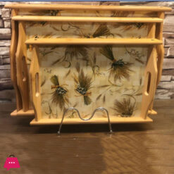 Wooden Bamboo Serving Tray With Handles &Amp; Printed Design 3Pcs Set