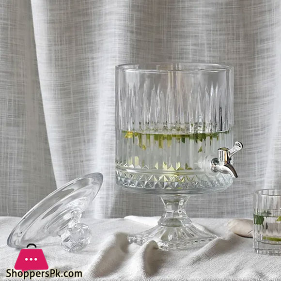4.5 Liter Glass Juice Dispenser Stand With Glass Lid