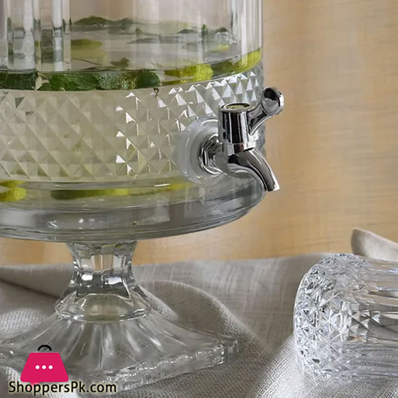 4.5 Liter Glass Juice Dispenser Stand With Glass Lid
