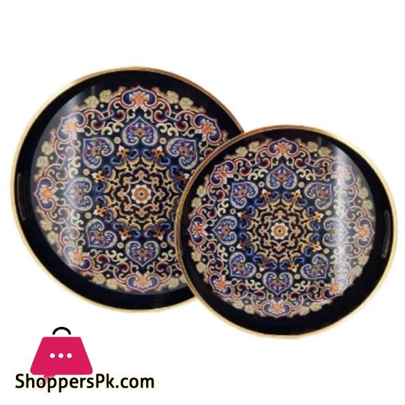Angela 2Pcs Set Of Multi-Color Round Serving Tray Ry136 3 Angela 2Pcs Set Of Multi-Color Round Serving Tray Ry136