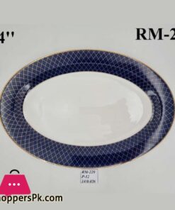 RM220 Navy Blue Oval Plate 35cm