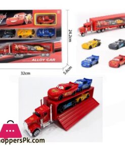 Diecast McQueen Truck With 4 Cars Transport Carrier