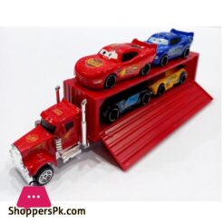 Diecast Mcqueen Truck With 4 Cars Transport Carrier