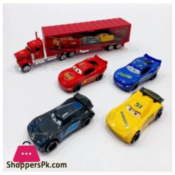 Diecast Mcqueen Truck With 4 Cars Transport Carrier
