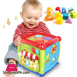 Baby Activity Cube 6 In 1 Musical Baby Learning Toys Play Set Includes A B C D Letters Colorful Shape Sorter Vehicles Puzzle 4 Piano Keys And More Astm Certified Toddler Toys