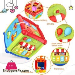 Baby Activity Cube 6 In 1 Musical Baby Learning Toys Play Set Includes A B C D Letters Colorful Shape Sorter Vehicles Puzzle 4 Piano Keys And More Astm Certified Toddler Toys