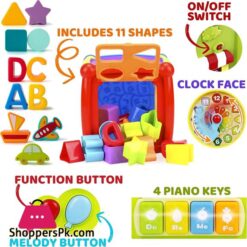 Baby Activity Cube 6 In 1 Musical Baby Learning Toys Play Set Includes A B C D Letters Colorful Shape Sorter Vehicles Puzzle 4 Piano Keys And More Astm Certified Toddler Toys