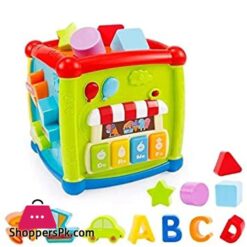 Baby Activity Cube 6 In 1 Musical Baby Learning Toys Play Set Includes A B C D Letters Colorful Shape Sorter Vehicles Puzzle 4 Piano Keys And More Astm Certified Toddler Toys