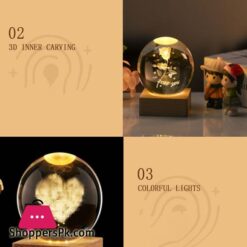 Le 3D Galaxy Crystal Ball Lamp 24 Inch Crystal Ball Night Light With Wooden Base 3D Engraving Holographic Lamp For Home Desktop Decoration