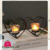 New Black Candle Holder Cups Home Decoration Candlestick Candlelight Dinner Supplies Iron Art 2Pcs Heart Candle Holder Ornaments