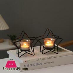 New Black Candle Holder Cups Home Decoration Candlestick Candlelight Dinner Supplies Iron Art 2Pcs Heart Candle Holder Ornaments