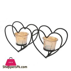 New Black Candle Holder Cups Home Decoration Candlestick Candlelight Dinner Supplies Iron Art 2Pcs Heart Candle Holder Ornaments