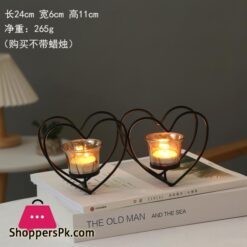 New Black Candle Holder Cups Home Decoration Candlestick Candlelight Dinner Supplies Iron Art 2Pcs Heart Candle Holder Ornaments