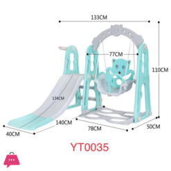 Bear Theme 3 In 1 Indoor Children Plastic Slide,Basketball Basket And Swing Toys For 1-8 Years Children