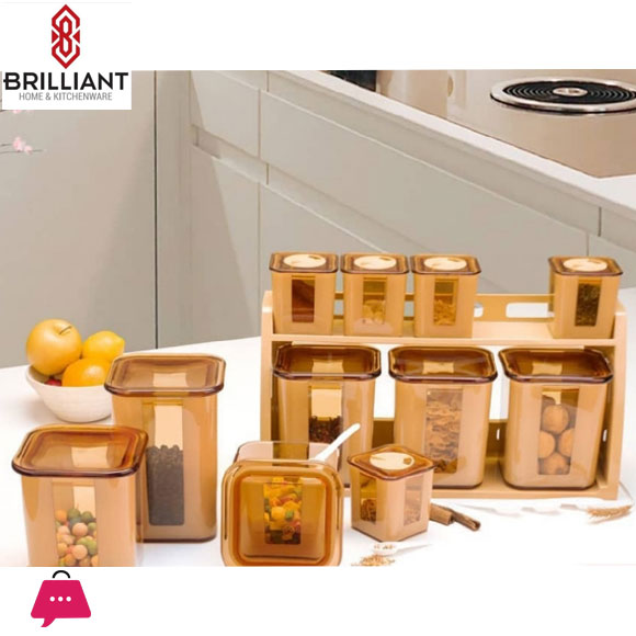 Brilliant Jars Set Wall Mounted Stand 9 Pcs Set Square