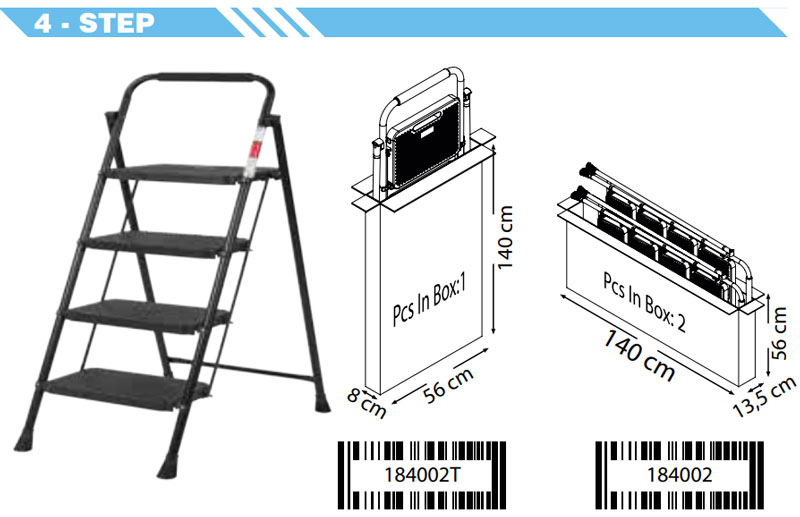 Cakmak Eurotower Metal 4 Step Ladder Turkey Made