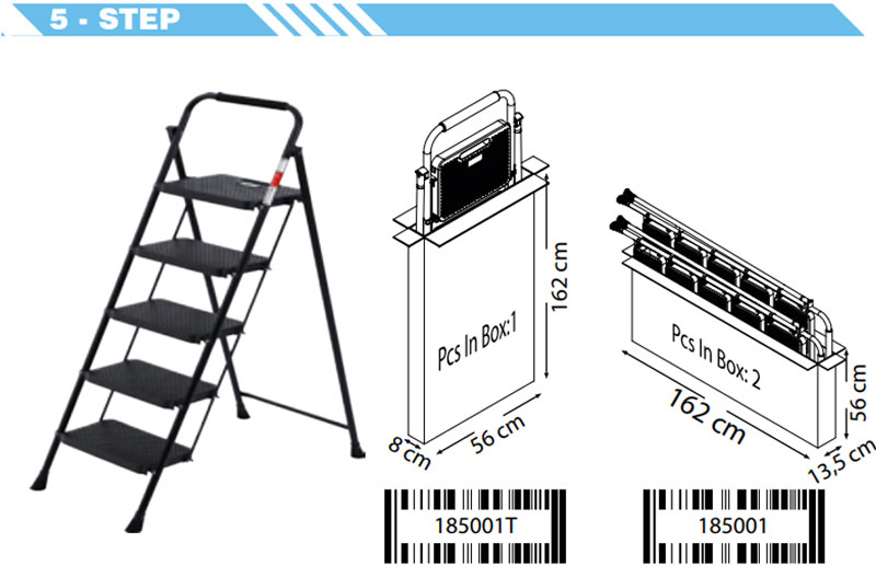 Cakmak Eurotower Metal 5 Step Ladder Turkey Made