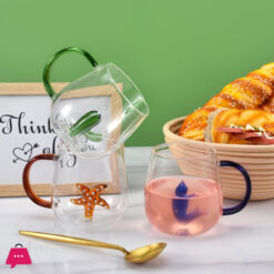 Creative 3D Pattern Inside Glass Cup With Handle 400Ml