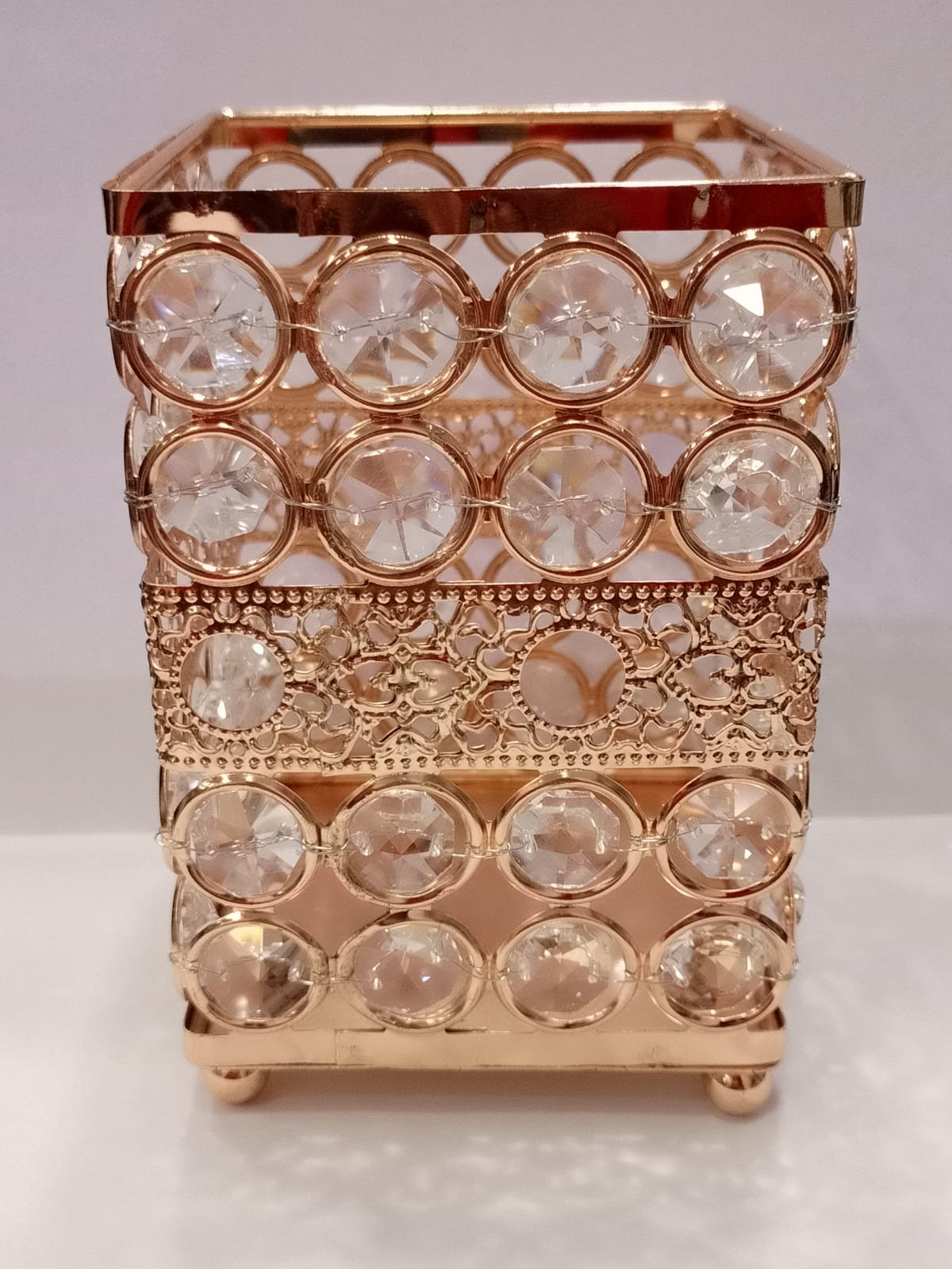 Crystal Makeup Brush Liner Mascara Holder Organizer Square Design Cosmetics Tools Container Comb Holder Pen Pencil Holder Storage Holder For Home Dressing Table And Birthday Gift