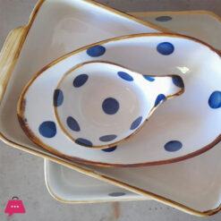 Danny Home Blue Dot Design White Round Sauce Serving Dish Czt07-61