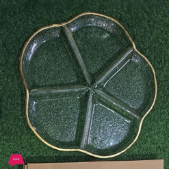 Danny Home Gold Rimmed 5 Division Flower Design Glass Serving Dish Rw10-02