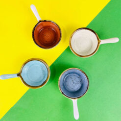 Danny Home Multi-Colour Vintage Round Dip Sauce Bowl With Handle 4-Inch