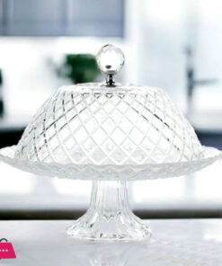 Danny Home Round Glass Cake Serving Stand With Lid SD-029