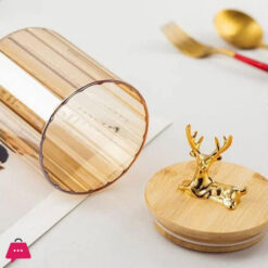 Deer Head Borosilicate Jar With Lid Set Of 3