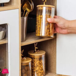 Deer Head Borosilicate Jar With Lid Set Of 3