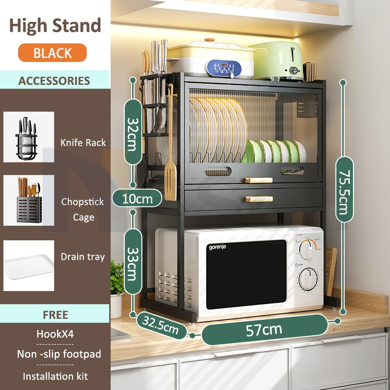 Dish Rack Dustproof Insect-Proof Dish Rack Kitchen Shelf With Water Tray Microwave Oven Rack 5 Dish Rack Dustproof Insect-Proof Dish Rack Kitchen Shelf With Water Tray Microwave Oven Rack