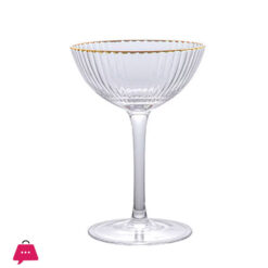 Danny Home Golden Striped Creative Glass Ice Cream/Dessert Cups Set (Set Of 2) Ky-003