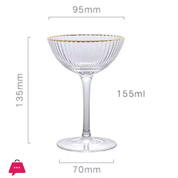 Danny Home Golden Striped Creative Glass Ice Cream/Dessert Cups Set (Set Of 2) Ky-003