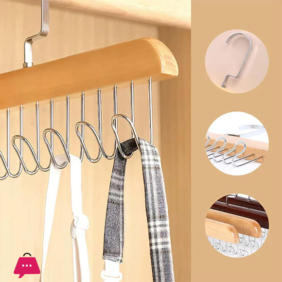 High Quality Wooden 8 Hook Clothes Hanger 360° Rotation 1Pcs