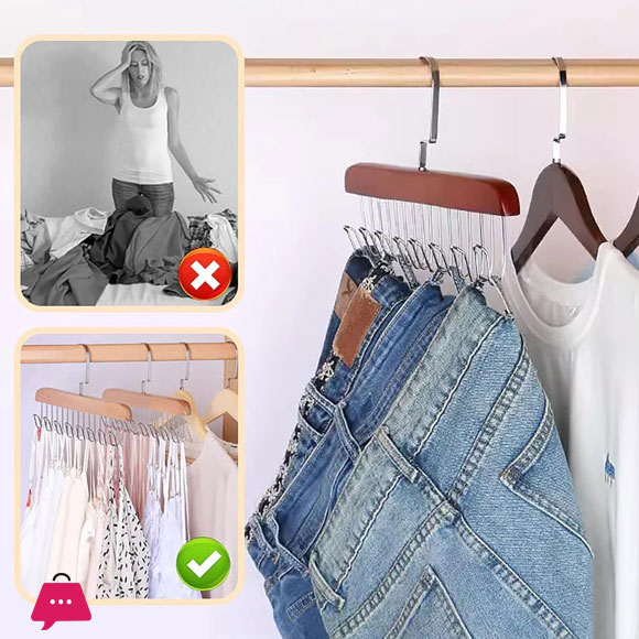 High Quality Wooden 8 Hook Clothes Hanger 360° Rotation 1Pcs