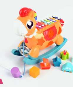 Huanger 5 in 1 Rocking Horse Shape Musical Instrument for Kids