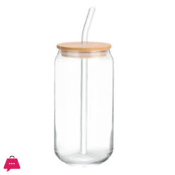 Ice Tea / Cold Coffee Clear Glass Tumbler With Bamboo Lid 470Ml ( Golden , Charcoal, Transparent )