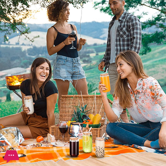 Ice Tea / Cold Coffee Clear Glass Tumbler With Bamboo Lid 470Ml ( Golden , Charcoal, Transparent )