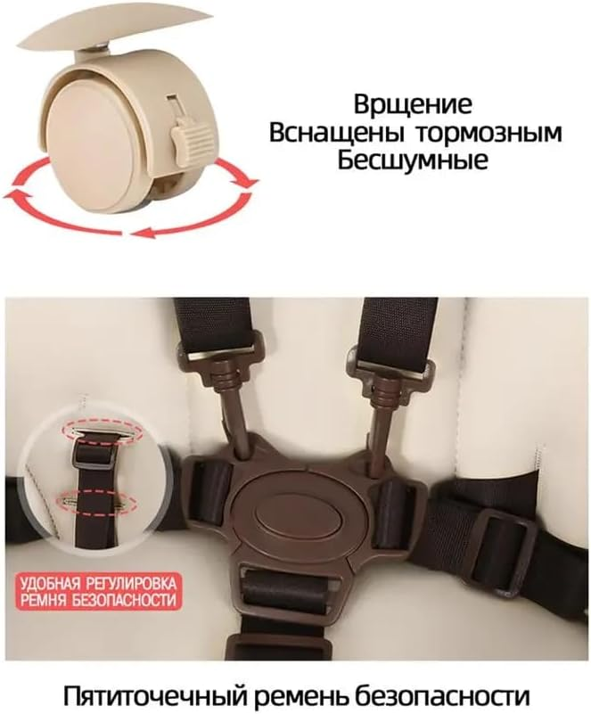 Kidilo Baby Dining Chair Baby High Chair-2-In-1 Height Adjustable Foldable With 360° Wheelsfor 6 Months To 6 Years