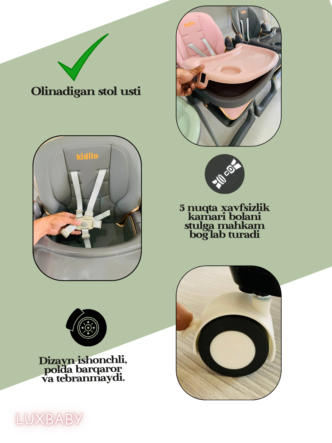 Kidilo Baby High Chair For Feeding Children - 8155