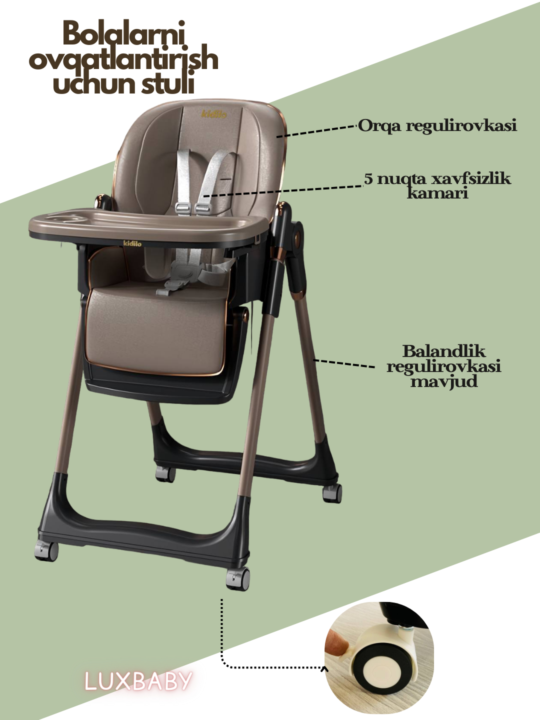 Kidilo Baby High Chair For Feeding Children - 8155