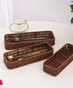 Rattan Woven Kitchenware Storage Basket/Knife Fork Spoon Storage Basket Storage Box 1pc