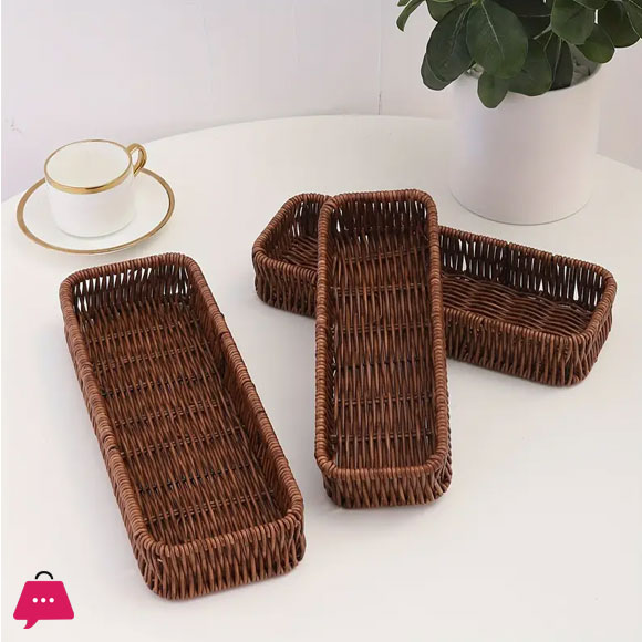 Rattan Woven Kitchenware Storage Basket/Knife Fork Spoon Storage Basket Storage Box 1Pc