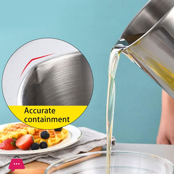 Stainless Steel Grease Container Oil Strainer Pot With Removable Filter Lid 1.4L