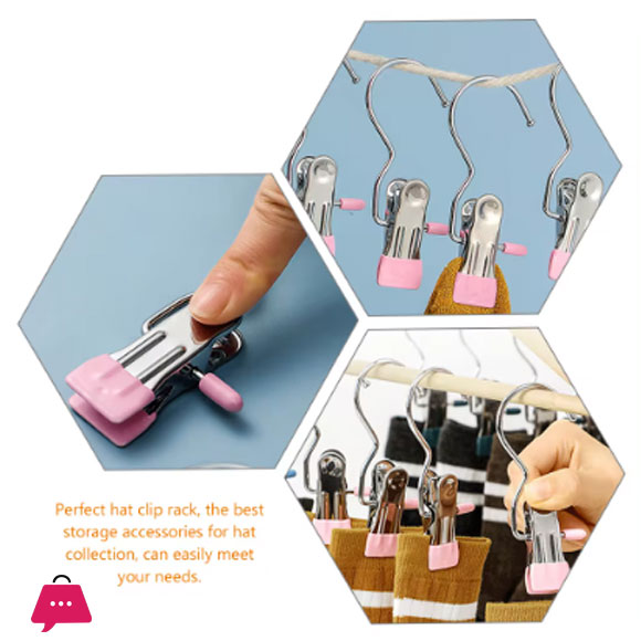 Stainless Steel Multifunctional Metal Hanger Clip With Rubber Coating Compact Travel Organizer Clip 1Pcs