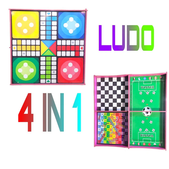 Wood Ludo 4 In 1 Borad Game 24 X 24 Inch