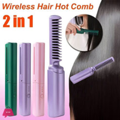 2 In1 Wireless Comb Straightner Portable Mini Electric Hair Brush Dual Use